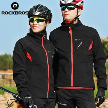 ROCKBROS רכיבה על אופניים חליפות חורף תרמית צמר מעיל מכנסיים אטים לגשם Windproof רעיוני רכיבה חולצות גברים, נשים, ספורט